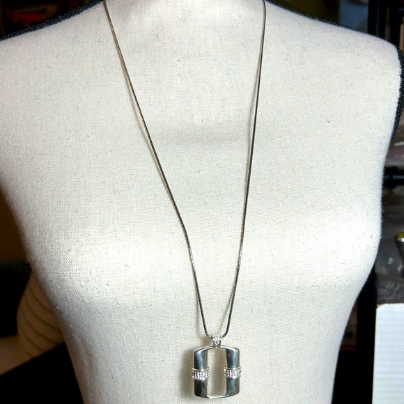 Brighton Jewelry - Brighton Meridian Linx Long Pendant Necklace 33" Clear Crystals Silver Plated